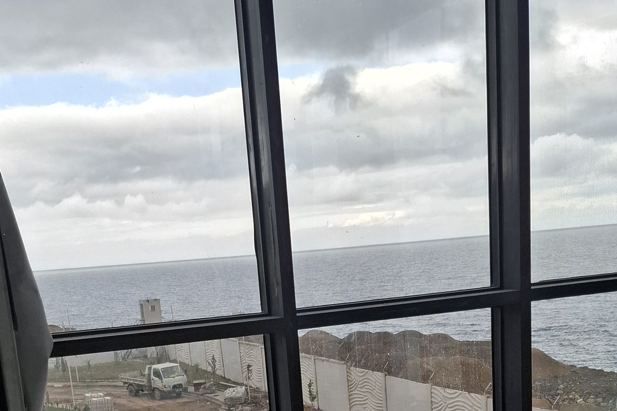 New elevator installation — shaft with sea view
